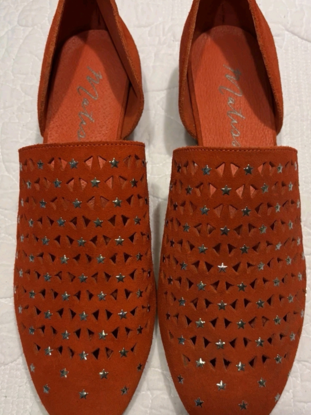 Matisse Red Cut Out Suede Star Cut Slip-Ons